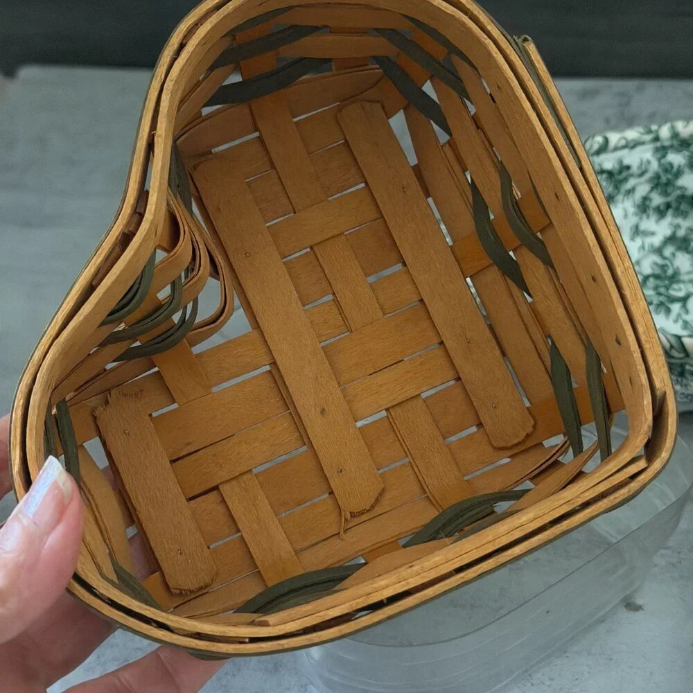 Longaberger Baskets 2000 Sweetheart Green Little Love Basket Liners 4-Piece Set